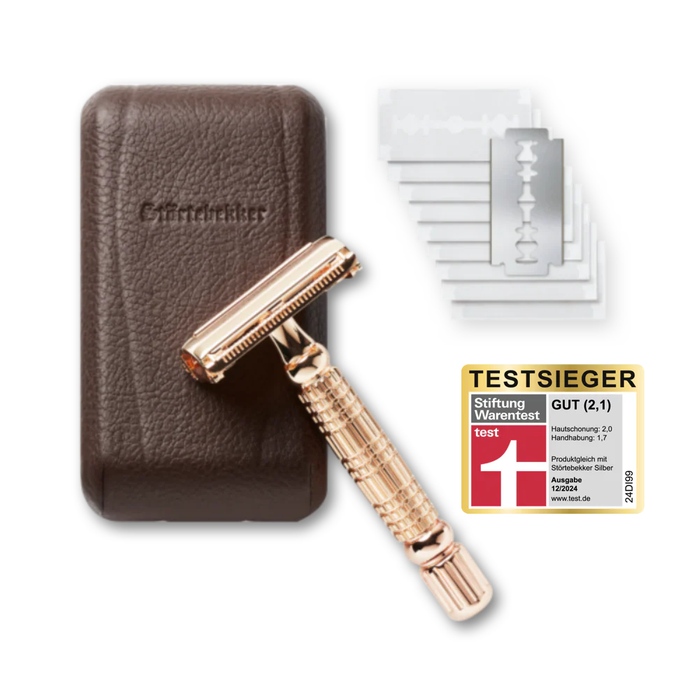 All-in-one Set Rasur & Bart - Rasierhobel 'Hamburg' Rosé - Gold - Image 5